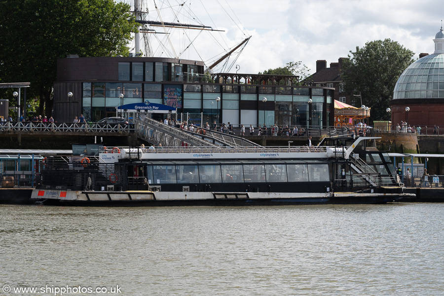 Photograph of the vessel  City Alpha pictured at Greenwich Pier on 20th July 2025