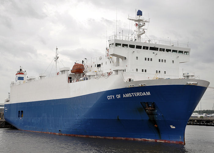 Photograph of the vessel  City of Amsterdam pictured at the Tyne Car Terminal, Jarrow on 23rd August 2013