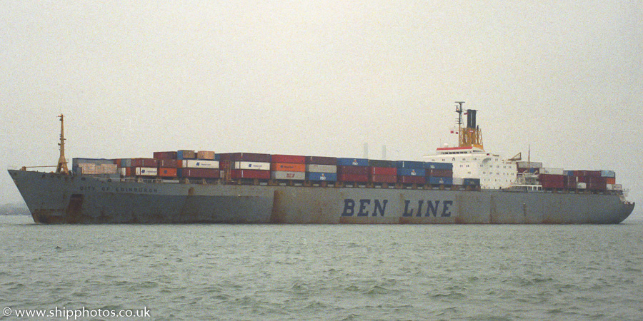 Photograph of the vessel  City of Edinburgh pictured departing Southampton on 12th March 1989