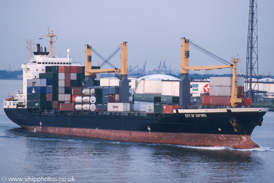 Photograph of the vessel  City of Oxford pictured on the Nieuwe Maas at Vlaardingen on 17th June 2002