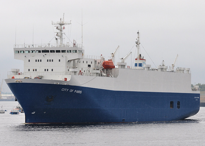 Photograph of the vessel  City of Paris pictured departing from the River Tyne on 25th August 2012