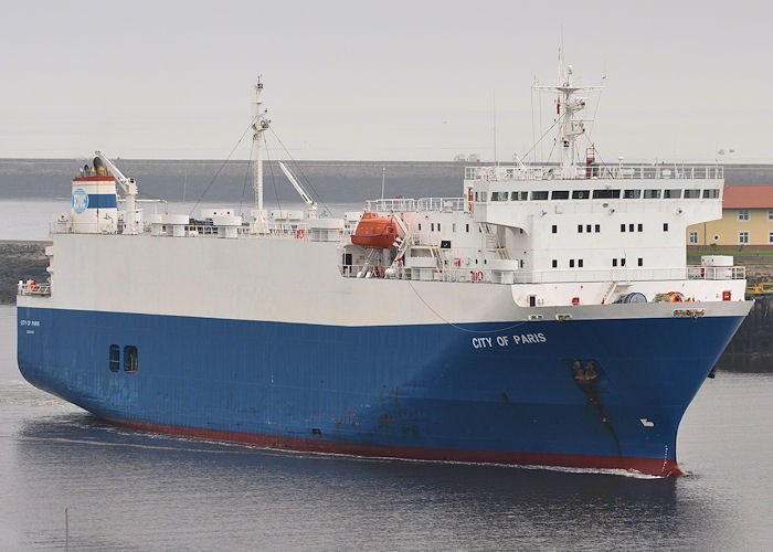 Photograph of the vessel  City of Paris pictured passing North Shields on 22nd August 2013