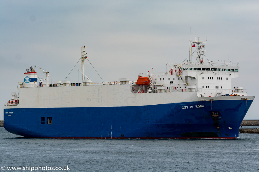 Photograph of the vessel  City of Rome pictured passing Tynemouth on 11th August 2018