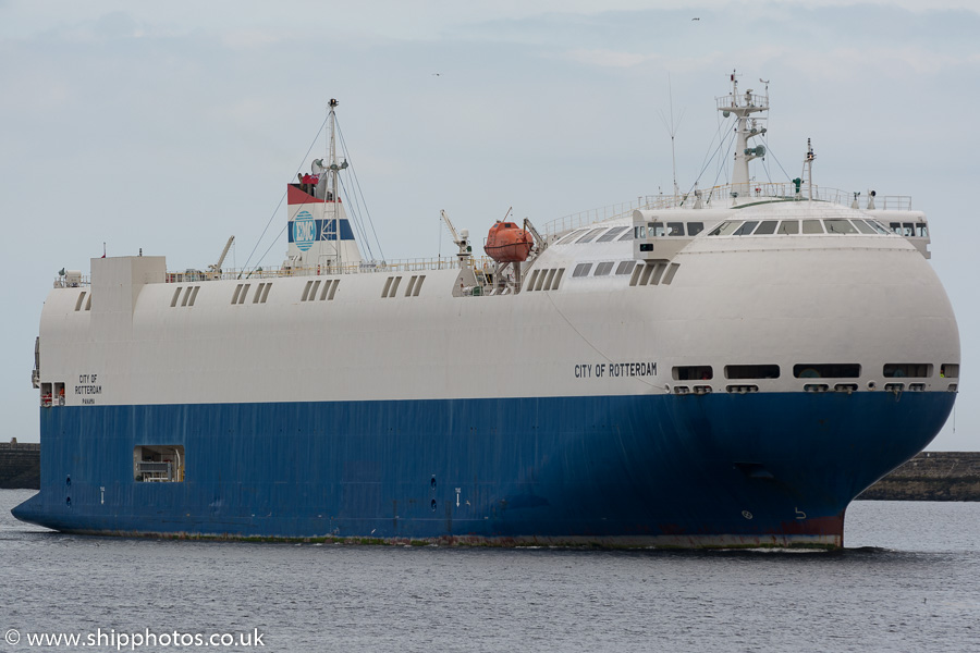 Photograph of the vessel  City of Rotterdam pictured passing North Shields on 20th August 2015