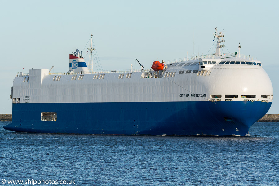 Photograph of the vessel  City of Rotterdam pictured passing North Shields on 5th September 2019