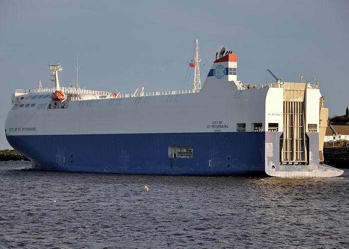 Photograph of the vessel  City of St. Petersburg pictured passing North Shields on 31st December 2012