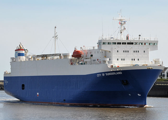 Photograph of the vessel  City of Sunderland pictured passing North Shields on 26th May 2013