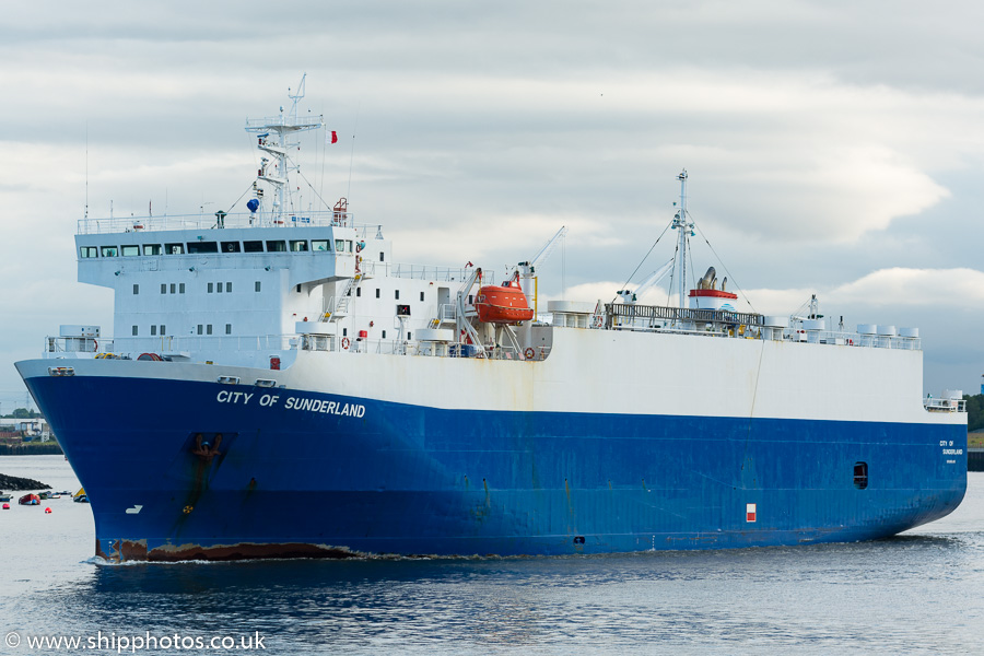 Photograph of the vessel  City of Sunderland pictured passing North Shields on 12th July 2019