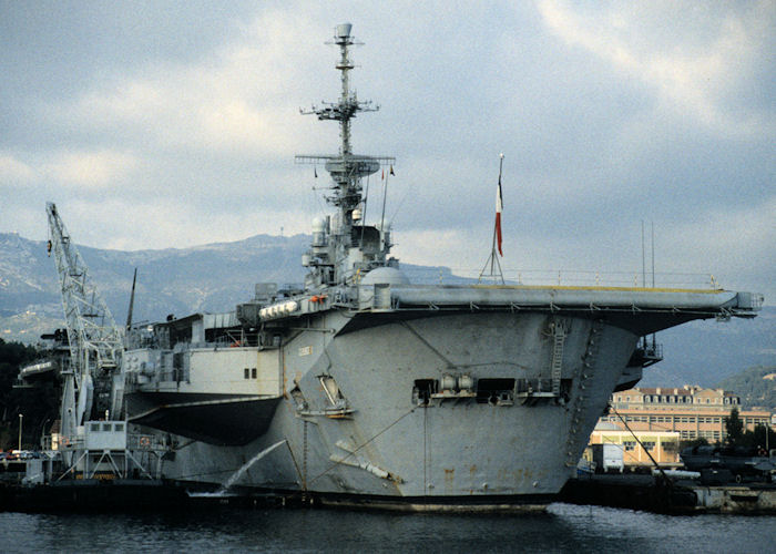 Photograph of the vessel FS Clemenceau pictured at Toulon on 16th December 1991