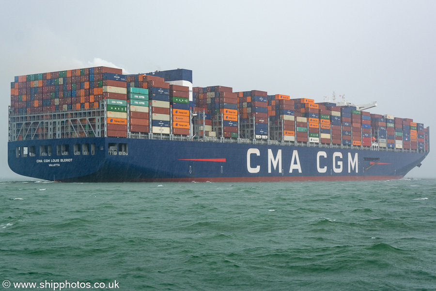 Photograph of the vessel  CMA CGM Louis Bleriot pictured departing Southampton on 15th July 2024