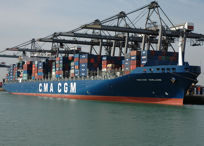  CMA CGM Verlaine pictured at Southampton Container Terminal on 22nd April 2006