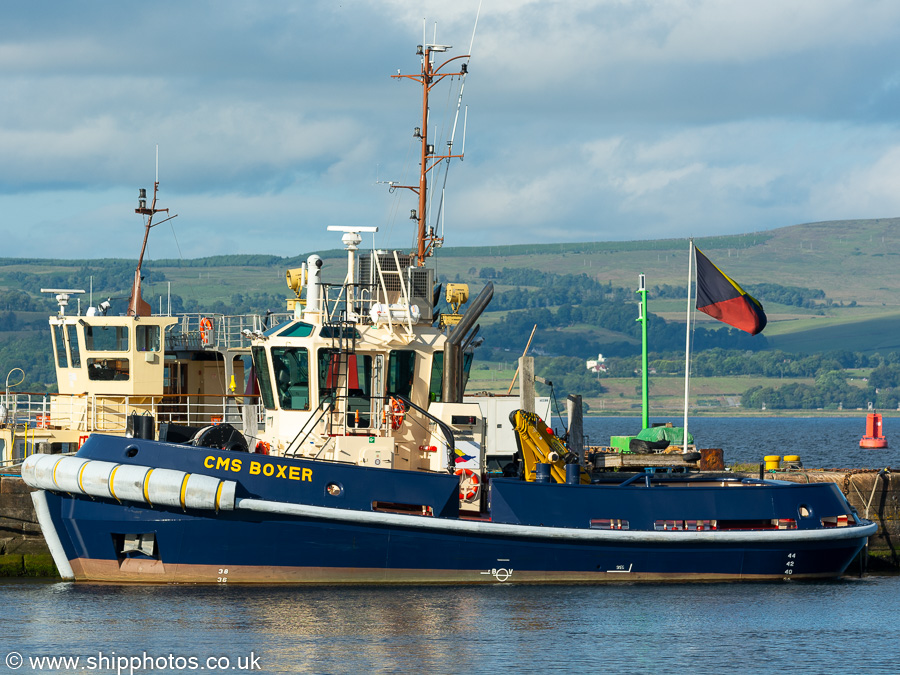Photograph of the vessel  CMS Boxer pictured in Victoria Harbour, Greenock on 16th July 2021