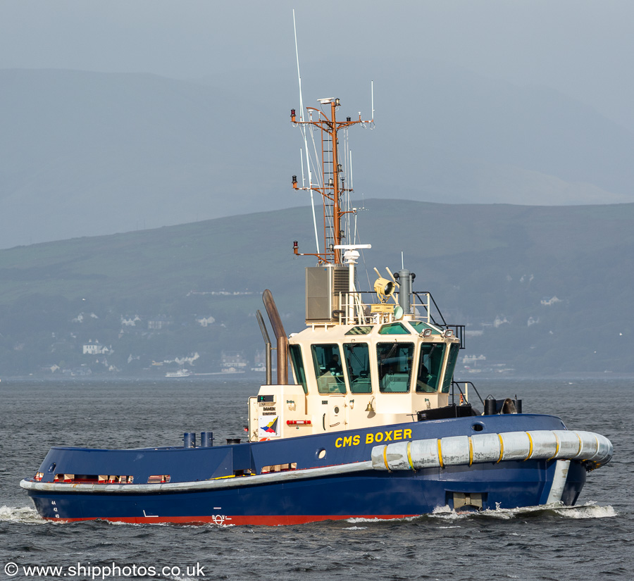 Photograph of the vessel  CMS Boxer pictured passing Greenock on 29th September 2023