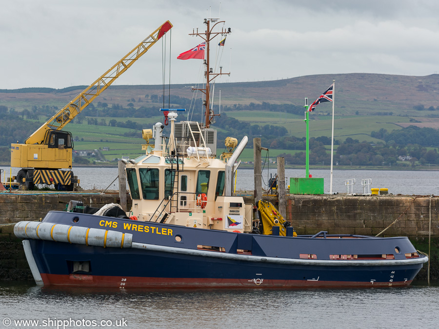 Photograph of the vessel  CMS Wrestler pictured in Victoria Harbour, Greenock on 5th October 2019