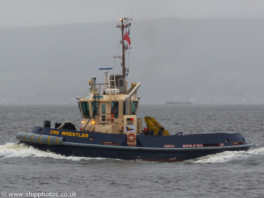 Photograph of the vessel  CMS Wrestler pictured passing Greenock on 6th October 2019