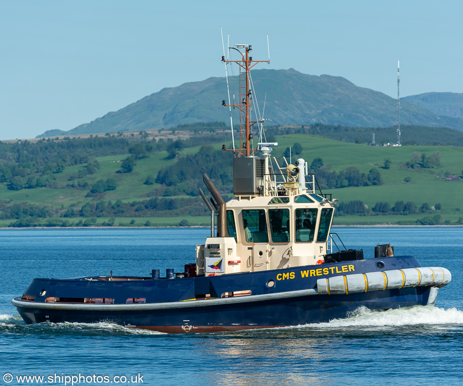 Photograph of the vessel  CMS Wrestler pictured passing Greenock on 21st May 2024