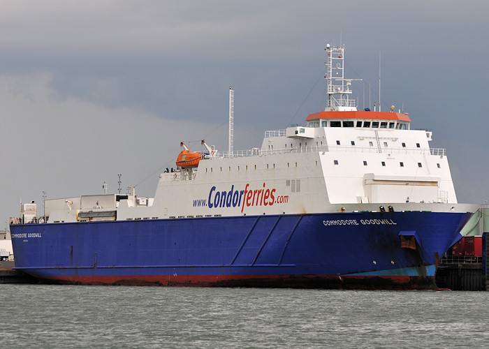 Photograph of the vessel  Commodore Goodwill pictured arriving at Portsmouth on 10th June 2013