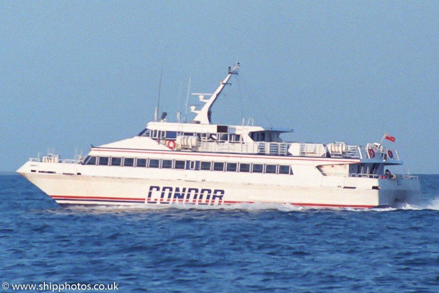 Photograph of the vessel  Condor 8 pictured approaching St. Helier on 22nd August 1989