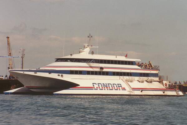 Photograph of the vessel  Condor 9 pictured departing Weymouth on 12th July 1992