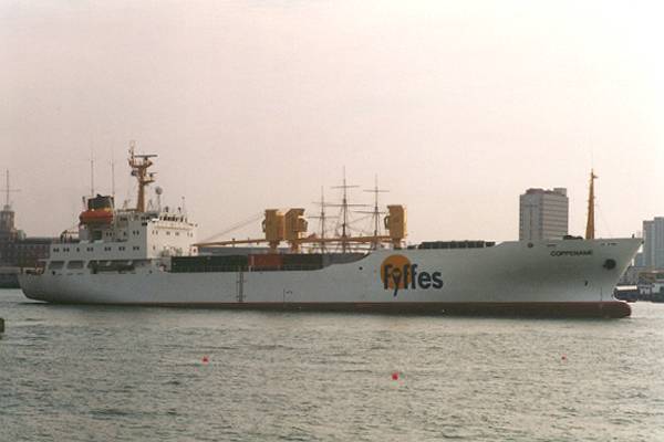  Coppename pictured departing Portsmouth on 22nd May 1995