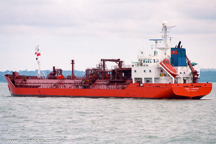 Photograph of the vessel  Coral Acropora pictured at anchor in the Solent on 22nd July 2001