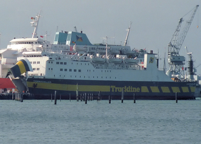 Photograph of the vessel  Cornouailles pictured at Portsmouth Ferryport on 27th February 1988