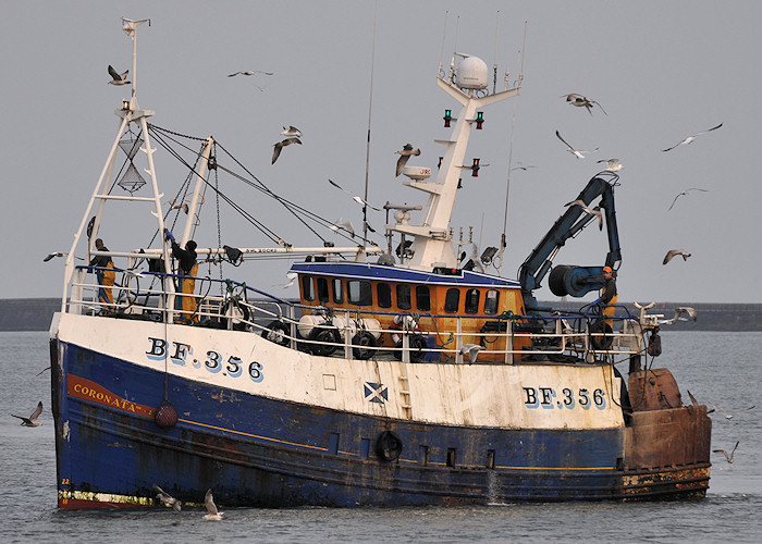 Photograph of the vessel fv Coronata III pictured arriving at the Fish Quay, North Shields on 23rd March 2012