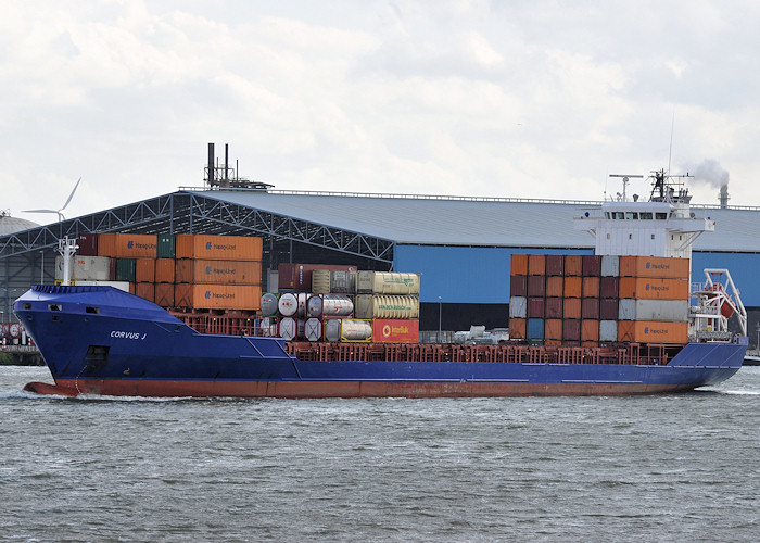 Photograph of the vessel  Corvus J pictured passing Vlaardingen on 22nd June 2012