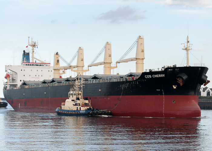 Photograph of the vessel  Cos Cherry pictured passing North Shields on 22nd August 2014
