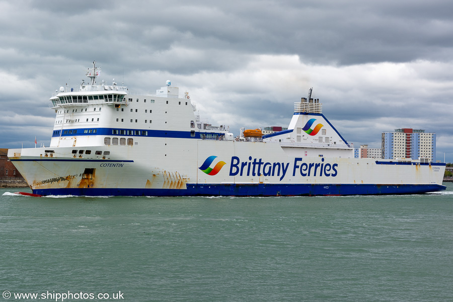 Photograph of the vessel  Cotentin pictured departing Portsmouth Harbour on 19th April 2024