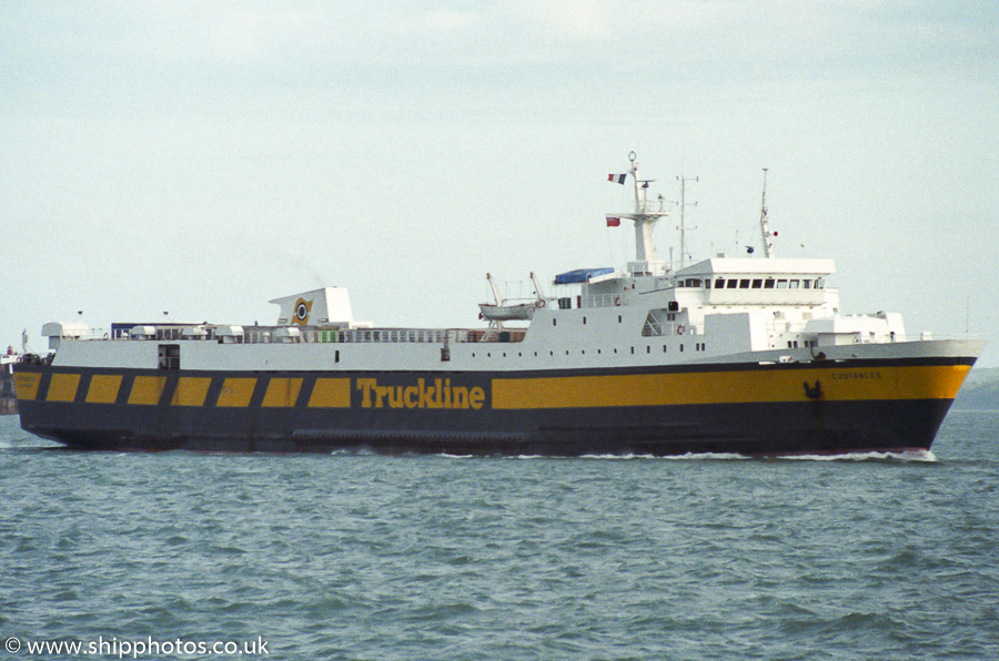Photograph of the vessel  Coutances pictured approaching Portsmouth Harbour on 14th May 1989