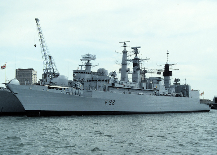 Photograph of the vessel HMS Coventry pictured in Portsmouth Naval Base on 17th July 1988