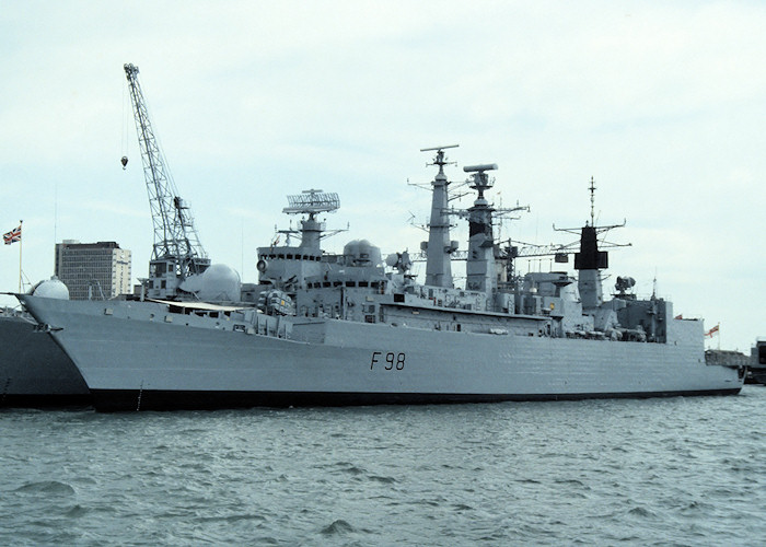 Photograph of the vessel HMS Coventry pictured in Portsmouth Naval Base on 17th July 1988