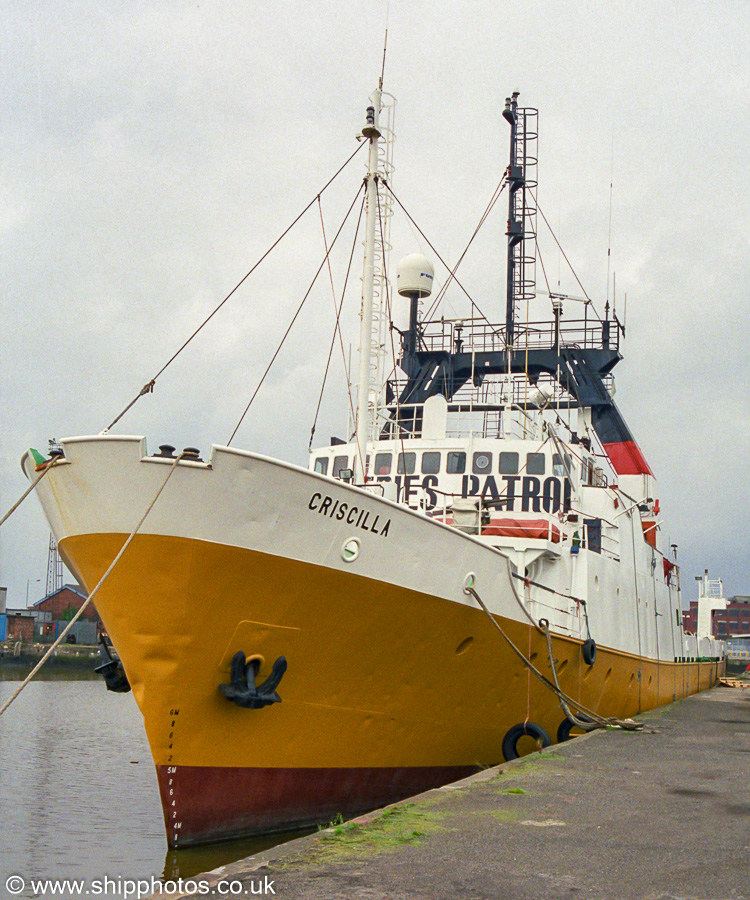 Photograph of the vessel fpv Criscilla pictured in William Wright Dock, Hull on 11th August 2002