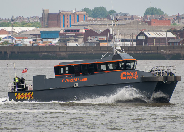 Photograph of the vessel  CWind Alliance pictured passing Wallasey on 1st June 2014
