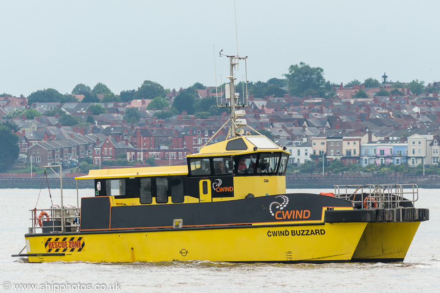 Photograph of the vessel  CWind Buzzard pictured on the River Mersey on 3rd August 2019