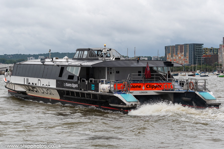 Photograph of the vessel  Cyclone Clipper pictured at North Greenwich on 20th July 2025
