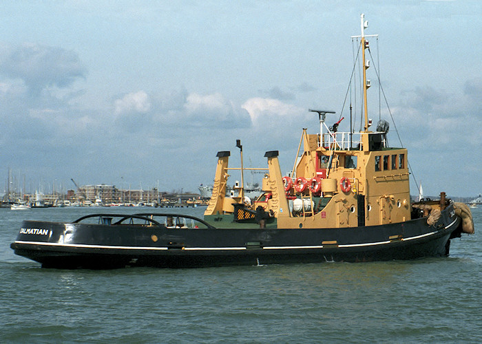 Photograph of the vessel RMAS Dalmatian pictured in Portsmouth Harbour on 1st April 1988
