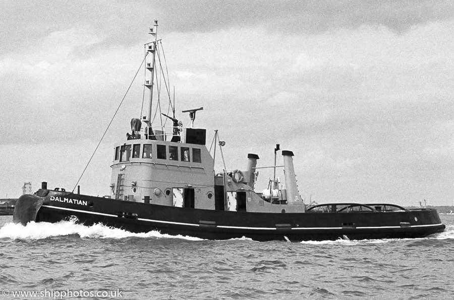 Photograph of the vessel RMAS Dalmatian pictured in Portsmouth Naval Base on 13th May 1989