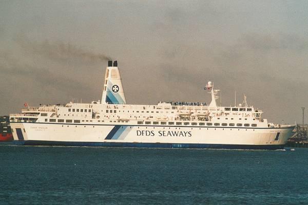 Photograph of the vessel  Dana Anglia pictured departing Parkeston Quay, Harwich on 25th May 2001