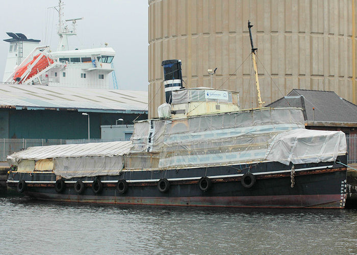 Photograph of the vessel  Daniel Adamson pictured under restoration in Liverpool Docks on 27th June 2009