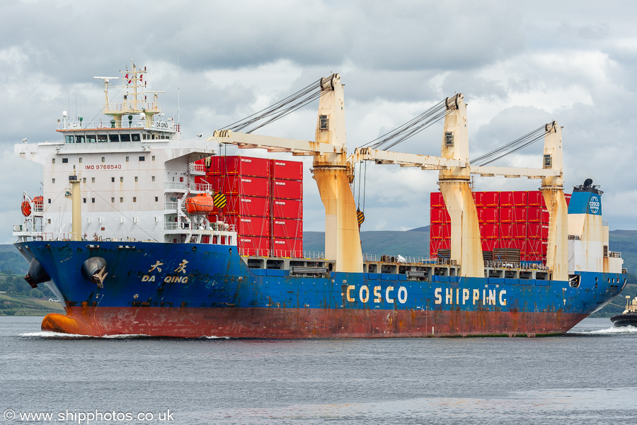 Photograph of the vessel  Da Qing pictured passing Port Glasgow on 24th June 2024