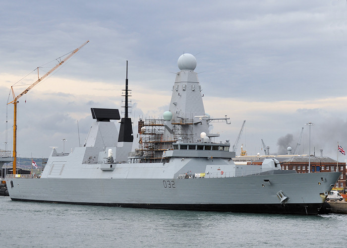HMS Daring pictured in Portsmouth Naval Base on 6th August 2011