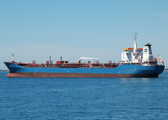 Photograph of the vessel  Dattilo M pictured at anchor in the Golf de Fos on 10th August 2008