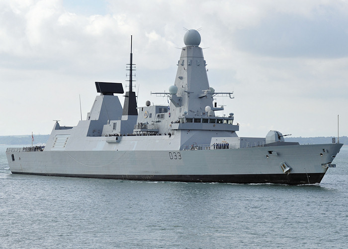 Photograph of the vessel HMS Dauntless pictured arriving in Portsmouth Harbour on 5th August 2011