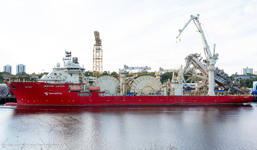 Photograph of the vessel  Deep Energy pictured at the Offshore Technology Park, Walker on 11th October 2024
