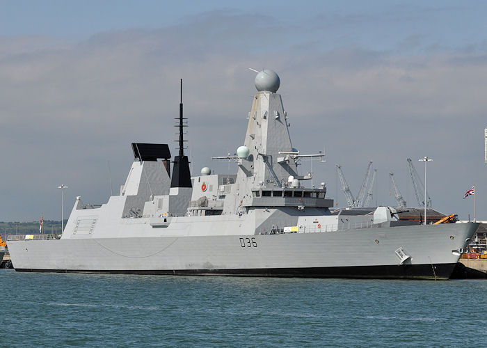 HMS Defender pictured in Portsmouth Naval Base on 10th June 2013