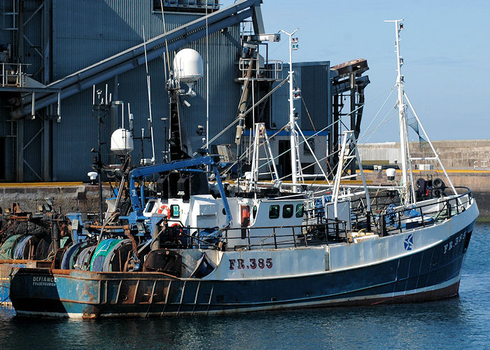 Photograph of the vessel fv Defiance pictured at Fraserburgh on 28th April 2011