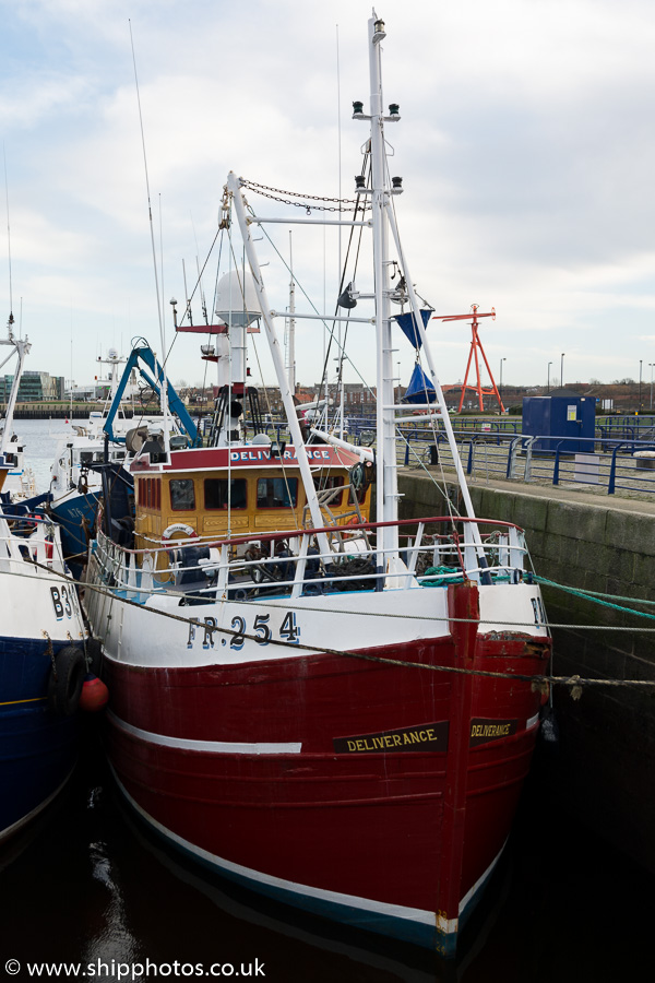 Photograph of the vessel fv Deliverance pictured at Royal Quays, North Shields on 31st December 2015