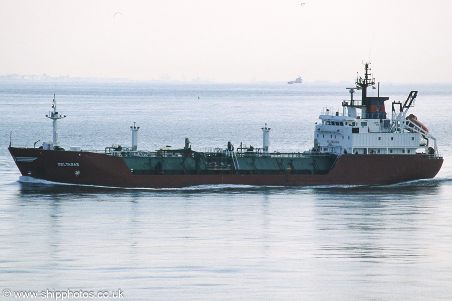 Photograph of the vessel  Deltagas pictured on the Westerschelde passing Vlissingen on 21st June 2002